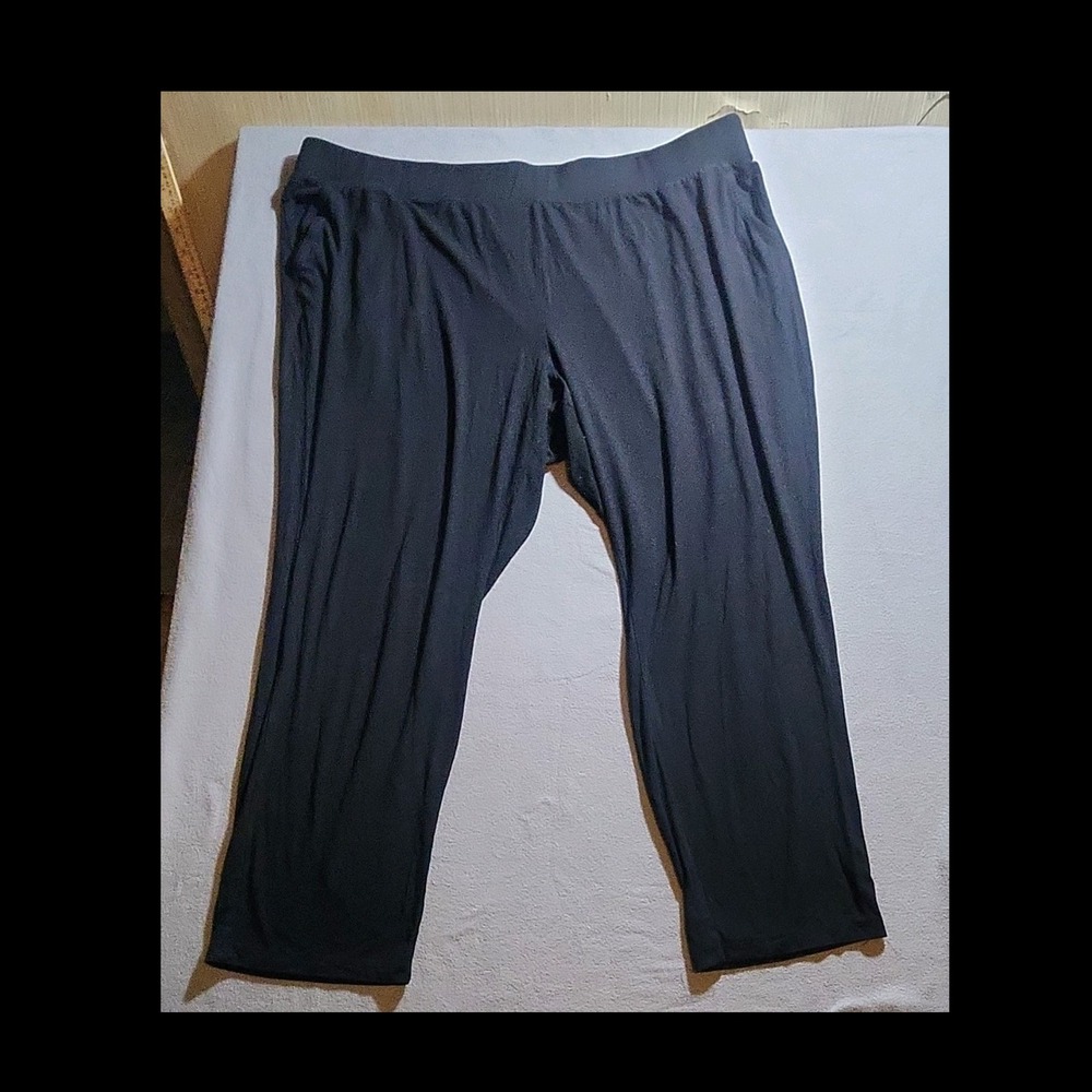 Catherines Black Stretch Knit Pants Women's Petite Pockets Solid Rayon 27 Inseam